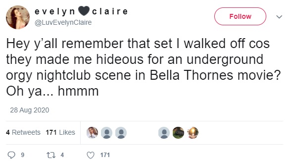 Evelyn Claire Bella Thorne Tweet