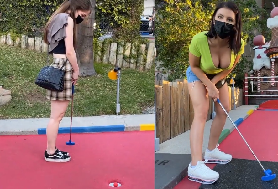 Evelyn Claire and Adriana Chechik Golfing