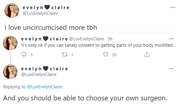 Evelyn Claire Circumcised vs Uncircumcised